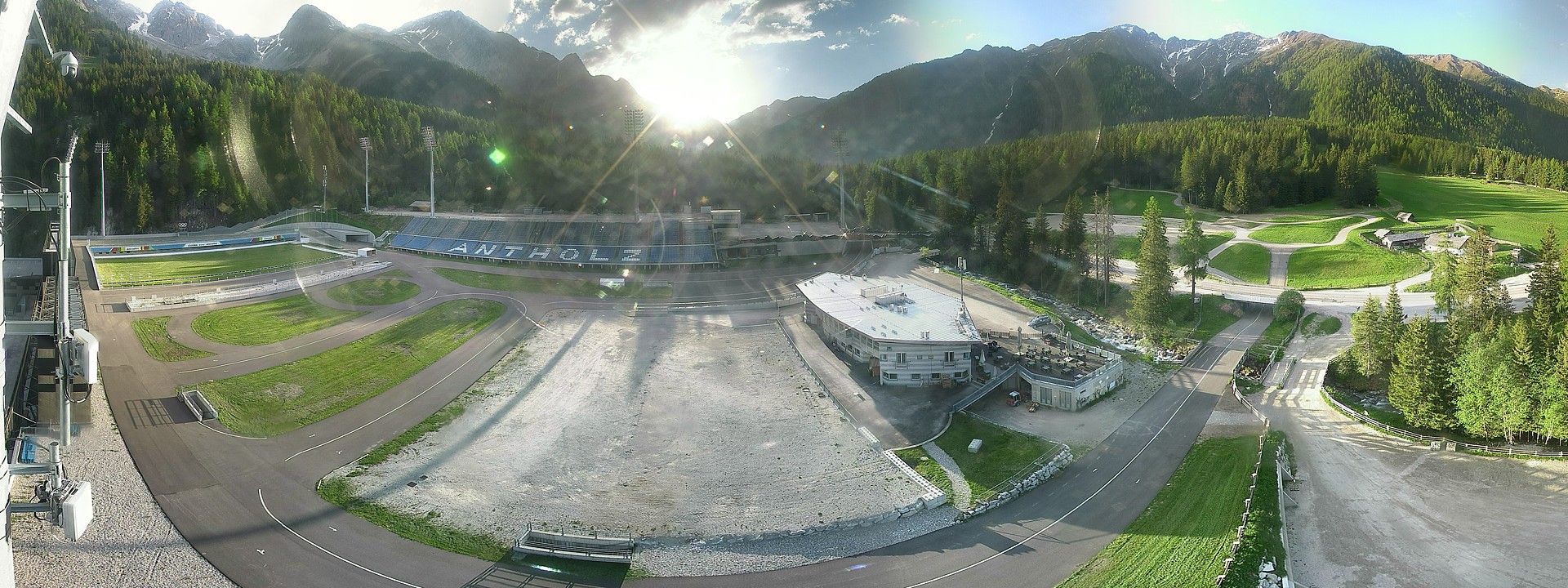 Archived image Webcam Antholz: biathlon stadium