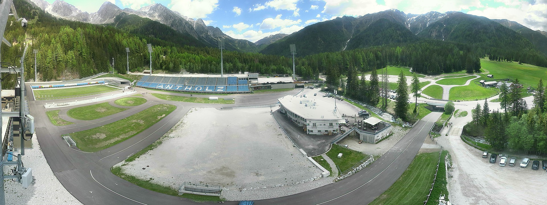 Archived image Webcam Antholz: biathlon stadium