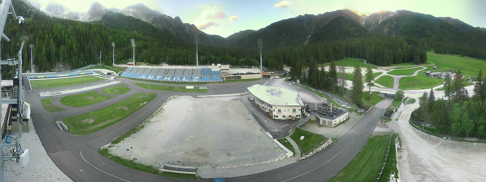 Archived image Webcam Antholz: biathlon stadium