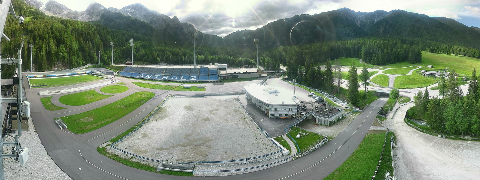Archived image Webcam Antholz: biathlon stadium