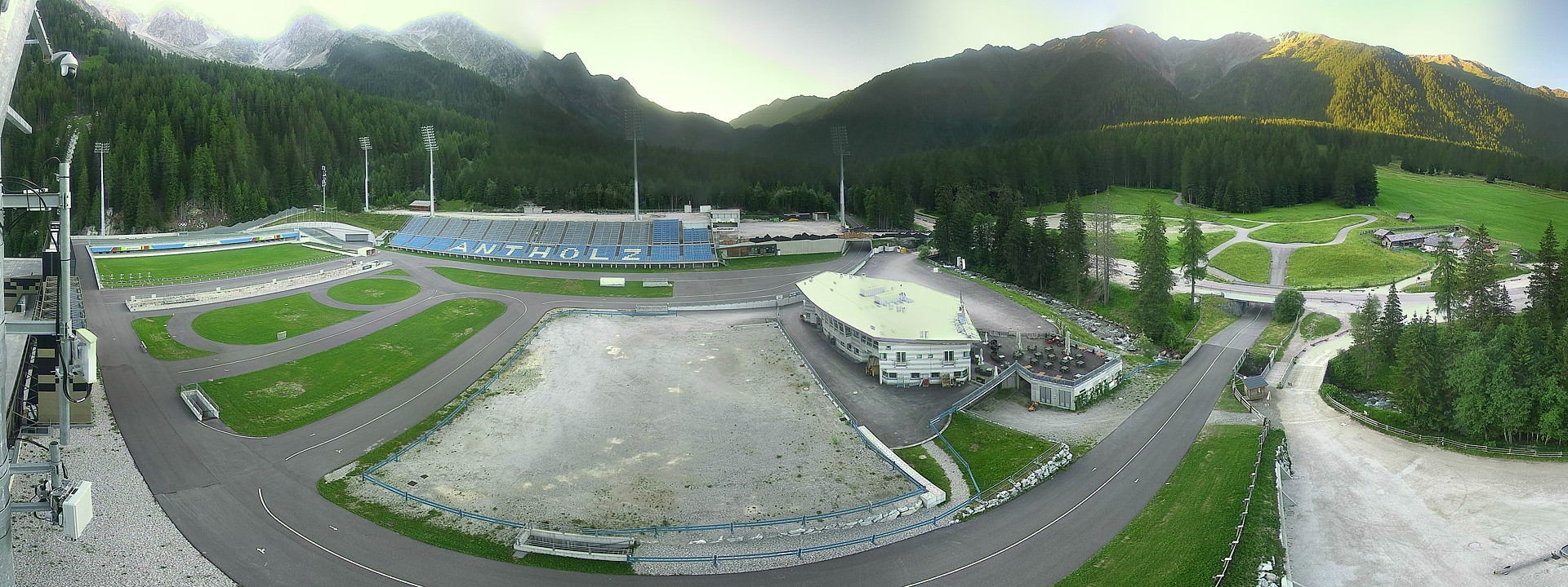 Archived image Webcam Antholz: biathlon stadium