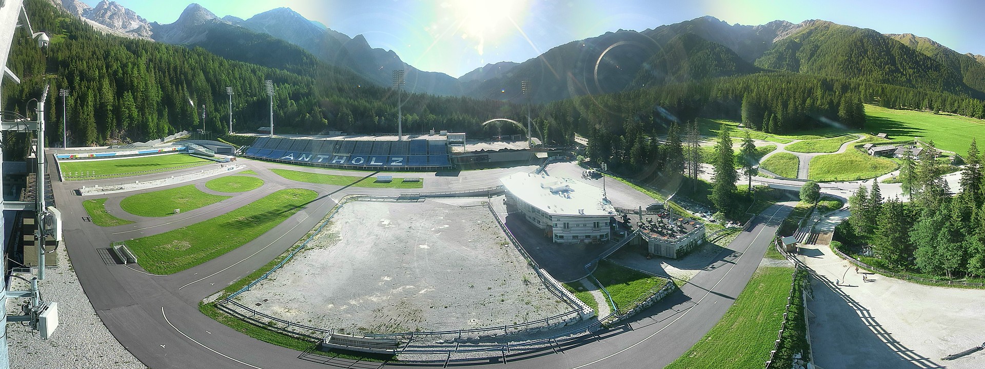 Archived image Webcam Antholz: biathlon stadium