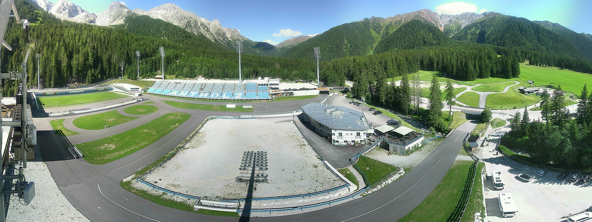 Archived image Webcam Antholz: biathlon stadium