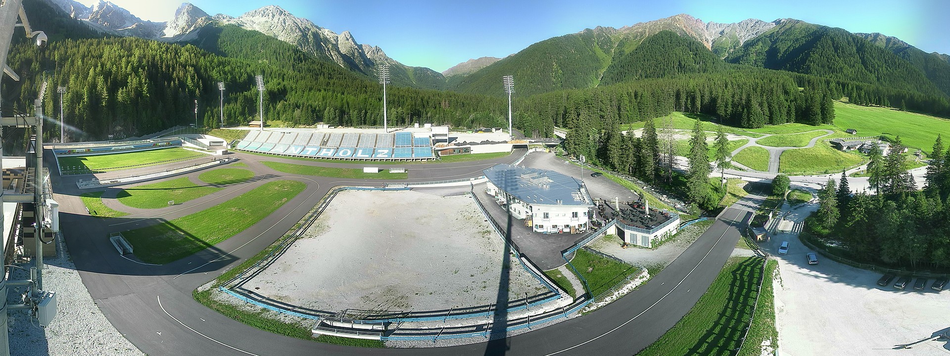 Archived image Webcam Antholz: biathlon stadium