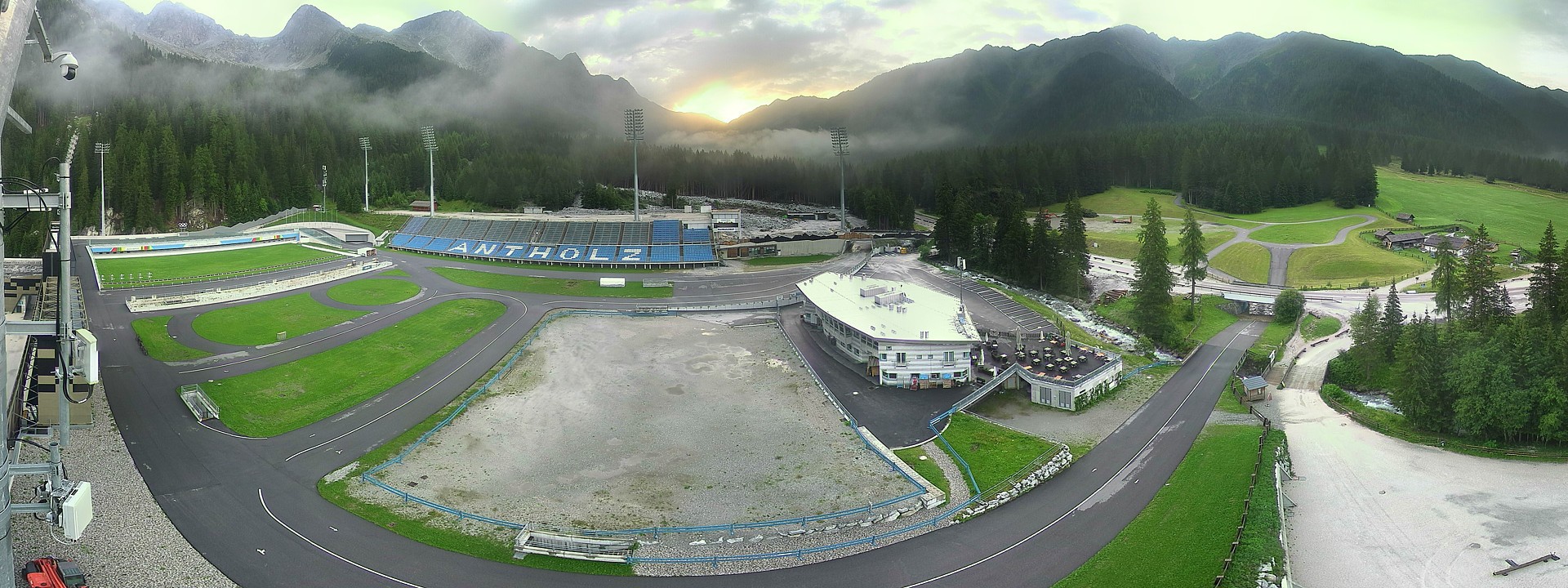 Archived image Webcam Antholz: biathlon stadium