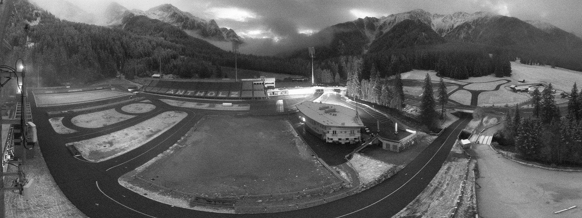 Archived image Webcam Antholz: biathlon stadium