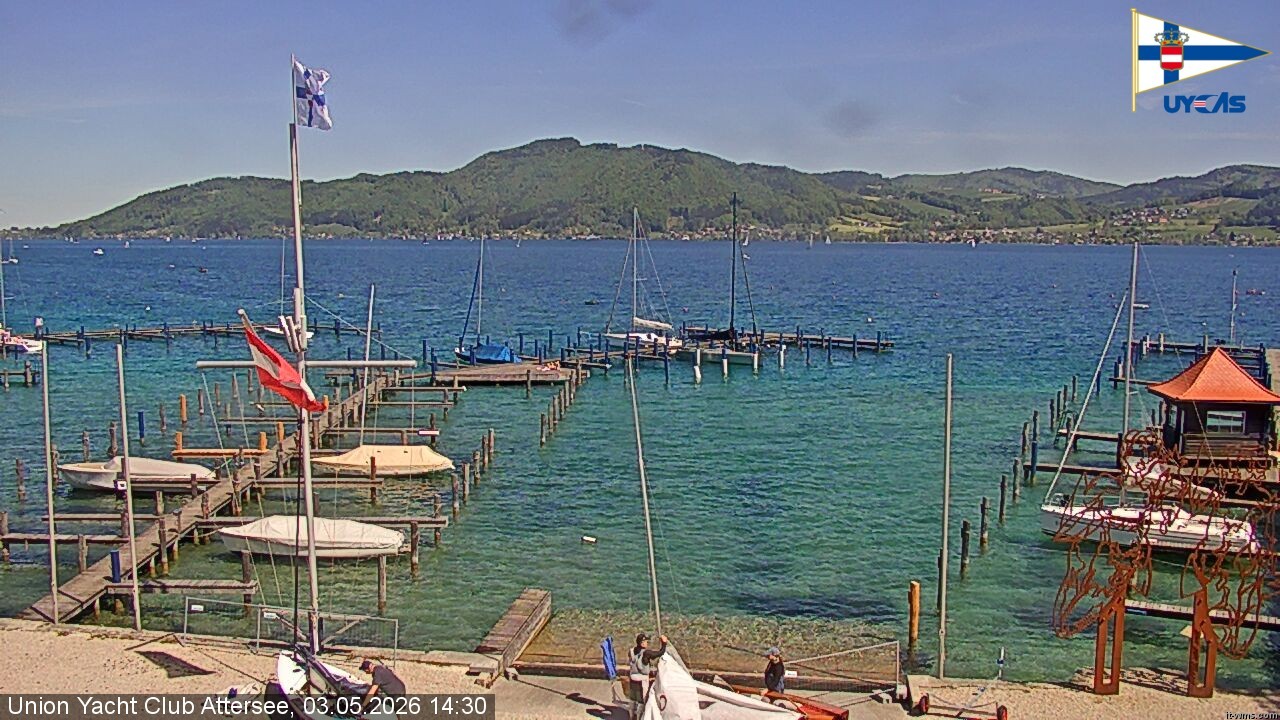 Archiv Foto Webcam Blick vom Union Yacht Club am Attersee