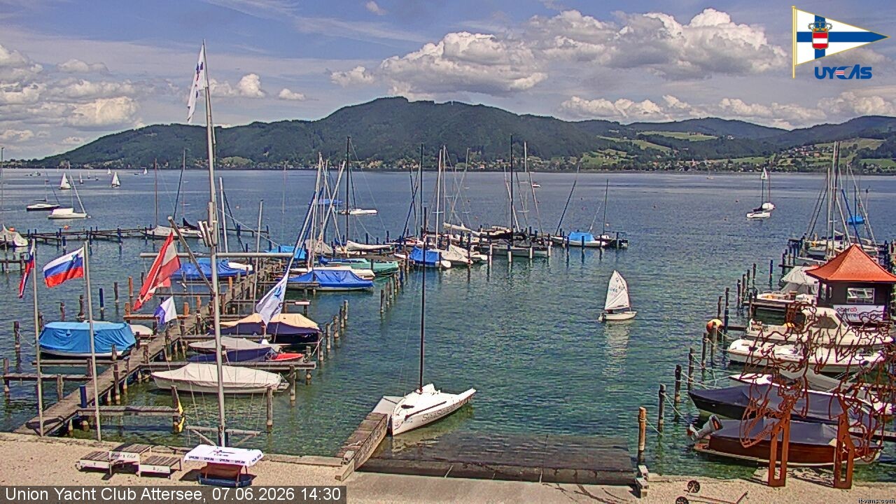 Archiv Foto Webcam Blick vom Union Yacht Club am Attersee