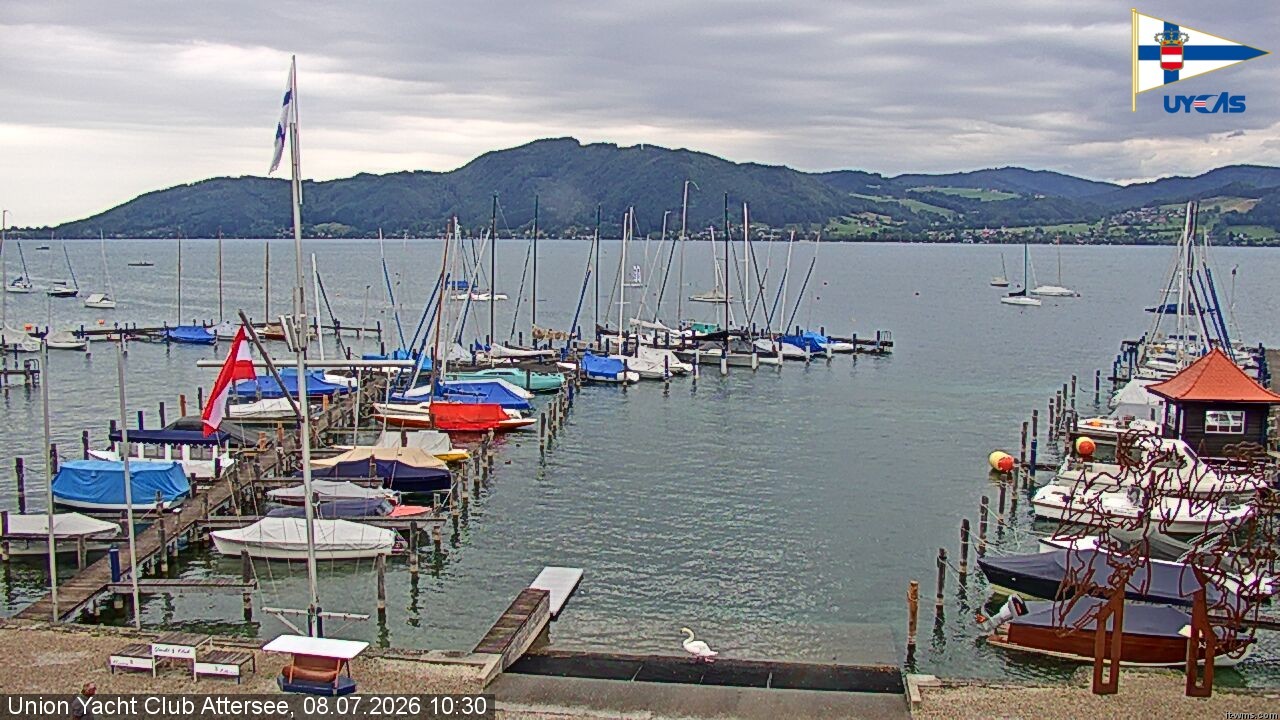 Archiv Foto Webcam Blick vom Union Yacht Club am Attersee