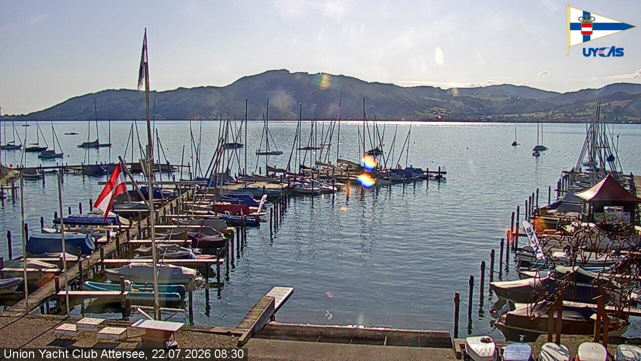Archiv Foto Webcam Blick vom Union Yacht Club am Attersee