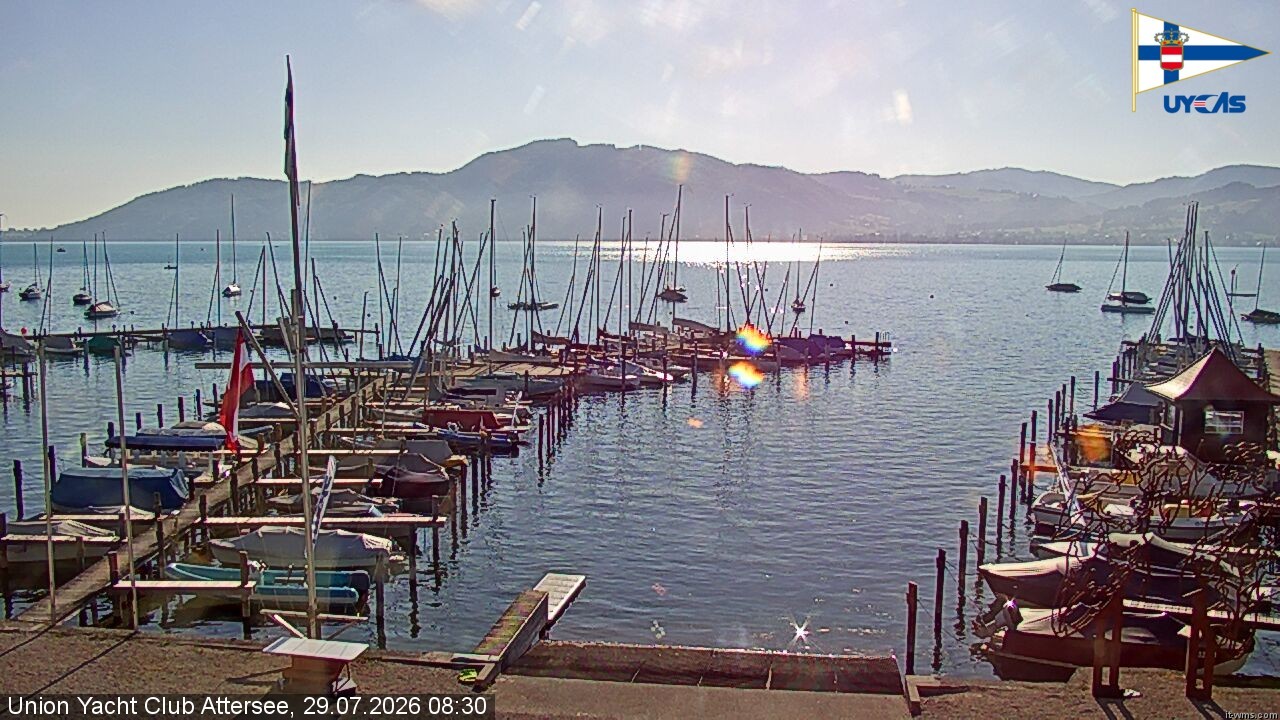 Archiv Foto Webcam Blick vom Union Yacht Club am Attersee