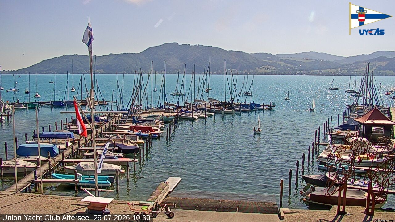 Archiv Foto Webcam Blick vom Union Yacht Club am Attersee