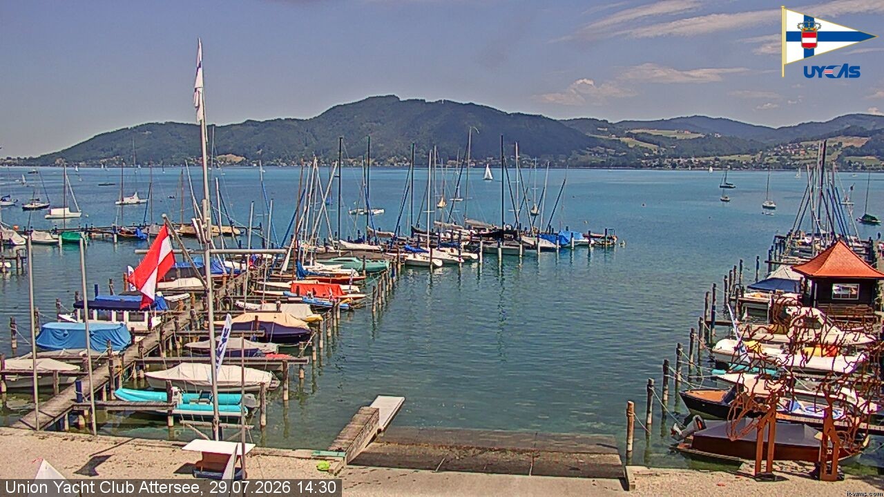 Archiv Foto Webcam Blick vom Union Yacht Club am Attersee