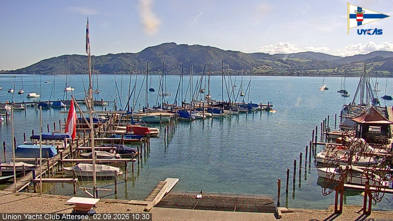 Archiv Foto Webcam Blick vom Union Yacht Club am Attersee