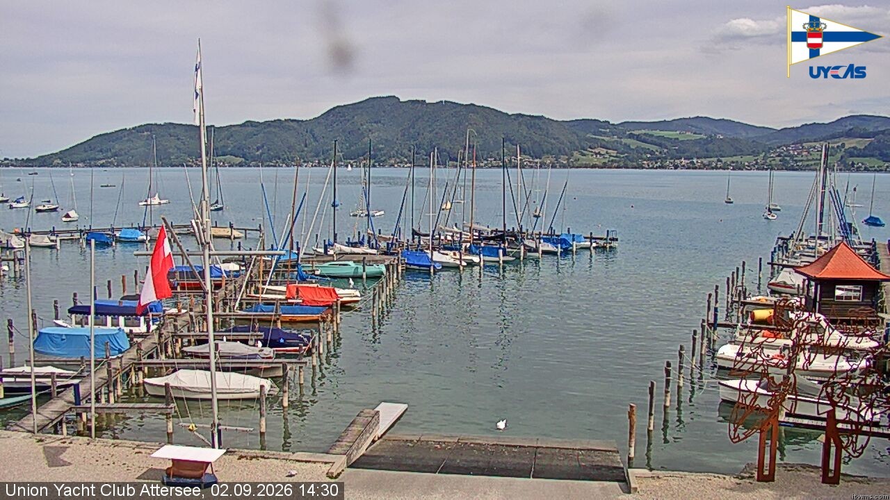 Archiv Foto Webcam Blick vom Union Yacht Club am Attersee