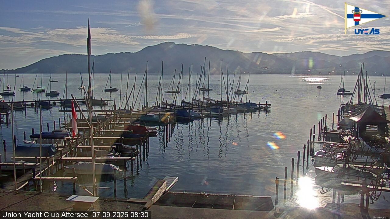 Archiv Foto Webcam Blick vom Union Yacht Club am Attersee