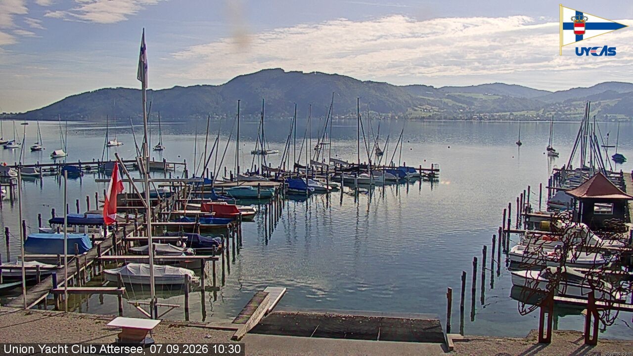 Archiv Foto Webcam Blick vom Union Yacht Club am Attersee
