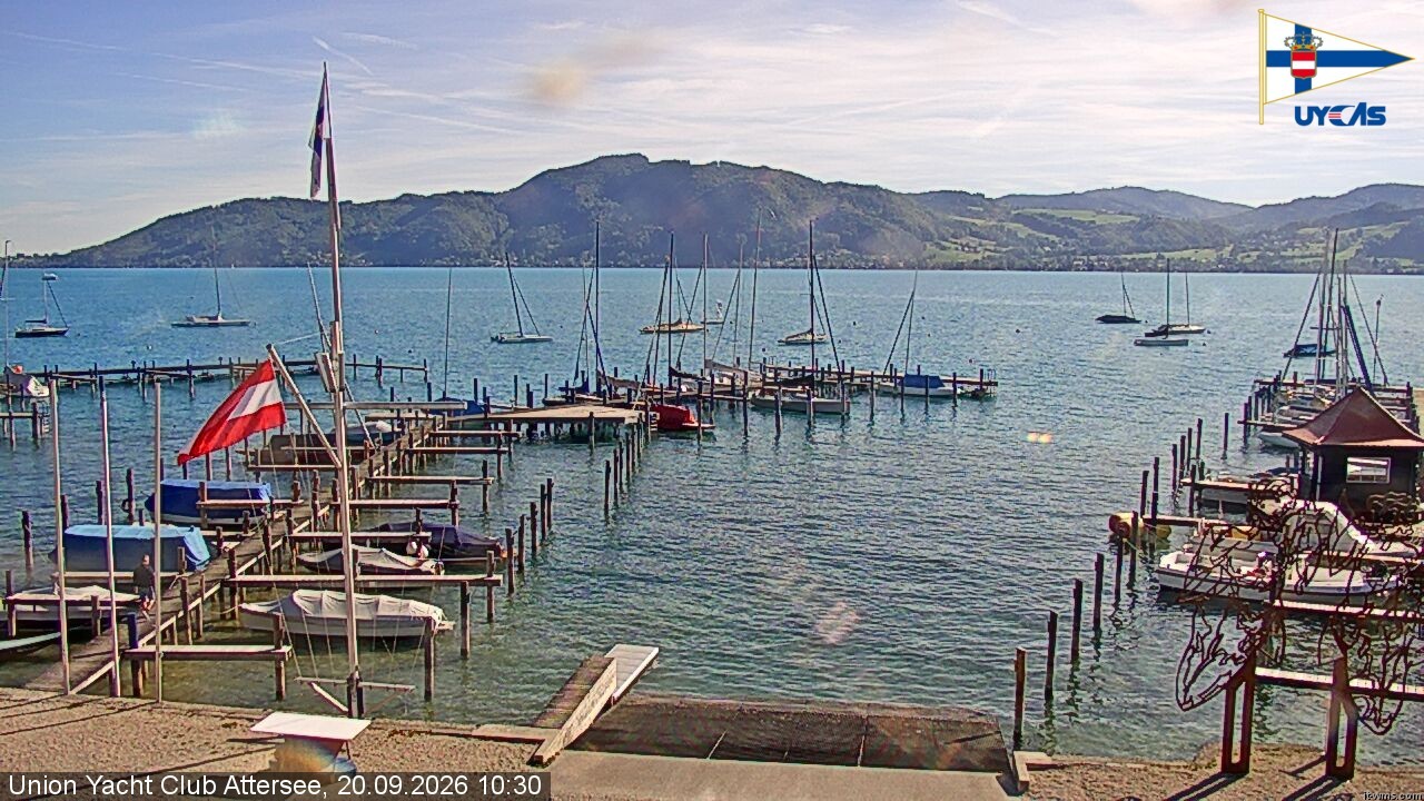 Archiv Foto Webcam Blick vom Union Yacht Club am Attersee