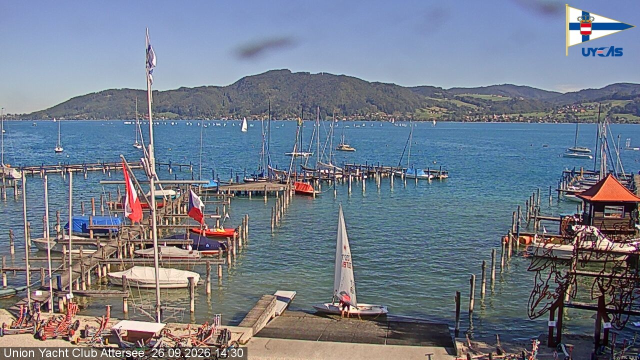 Archiv Foto Webcam Blick vom Union Yacht Club am Attersee