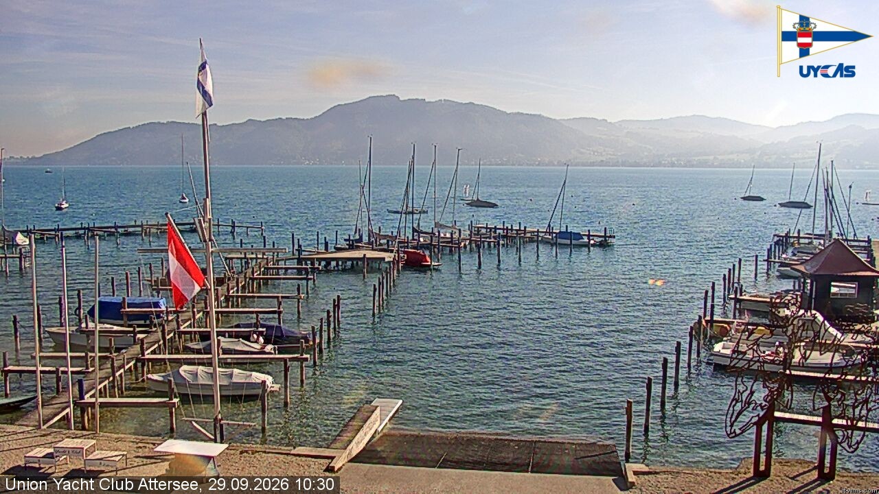 Archiv Foto Webcam Blick vom Union Yacht Club am Attersee