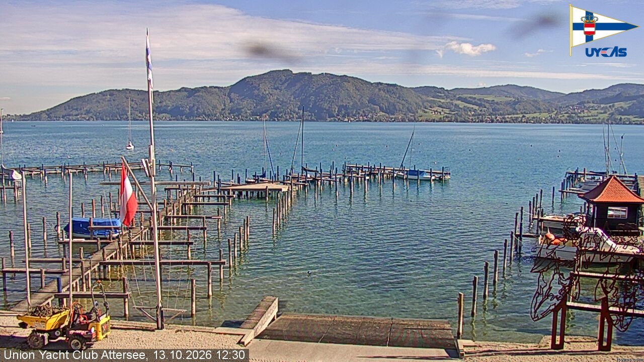 Archived image Webcam Attersee: View at Union Yacht Club