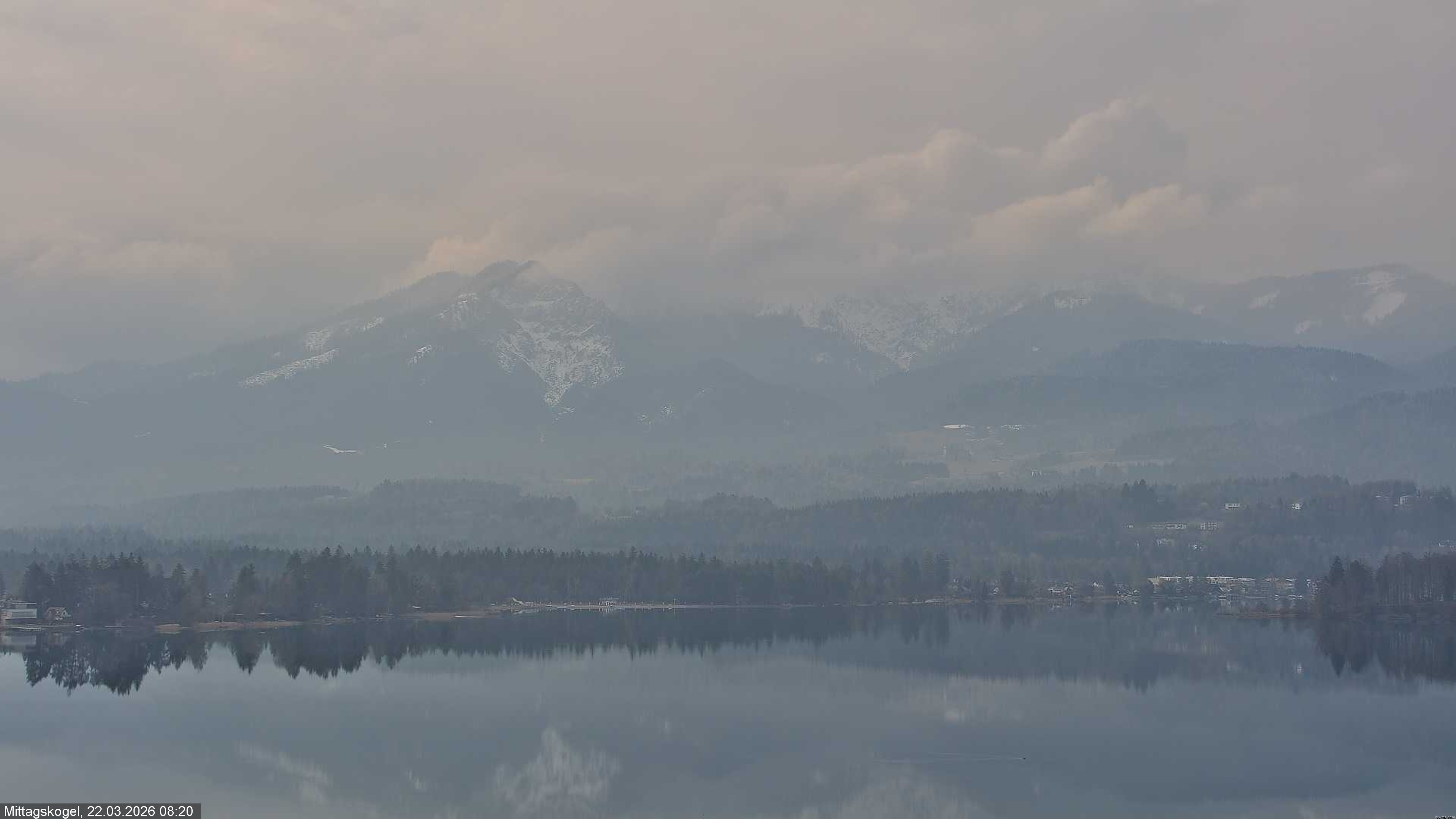 Archiv Foto Webcam Faaker See, Blickrichtung Mittagskogel