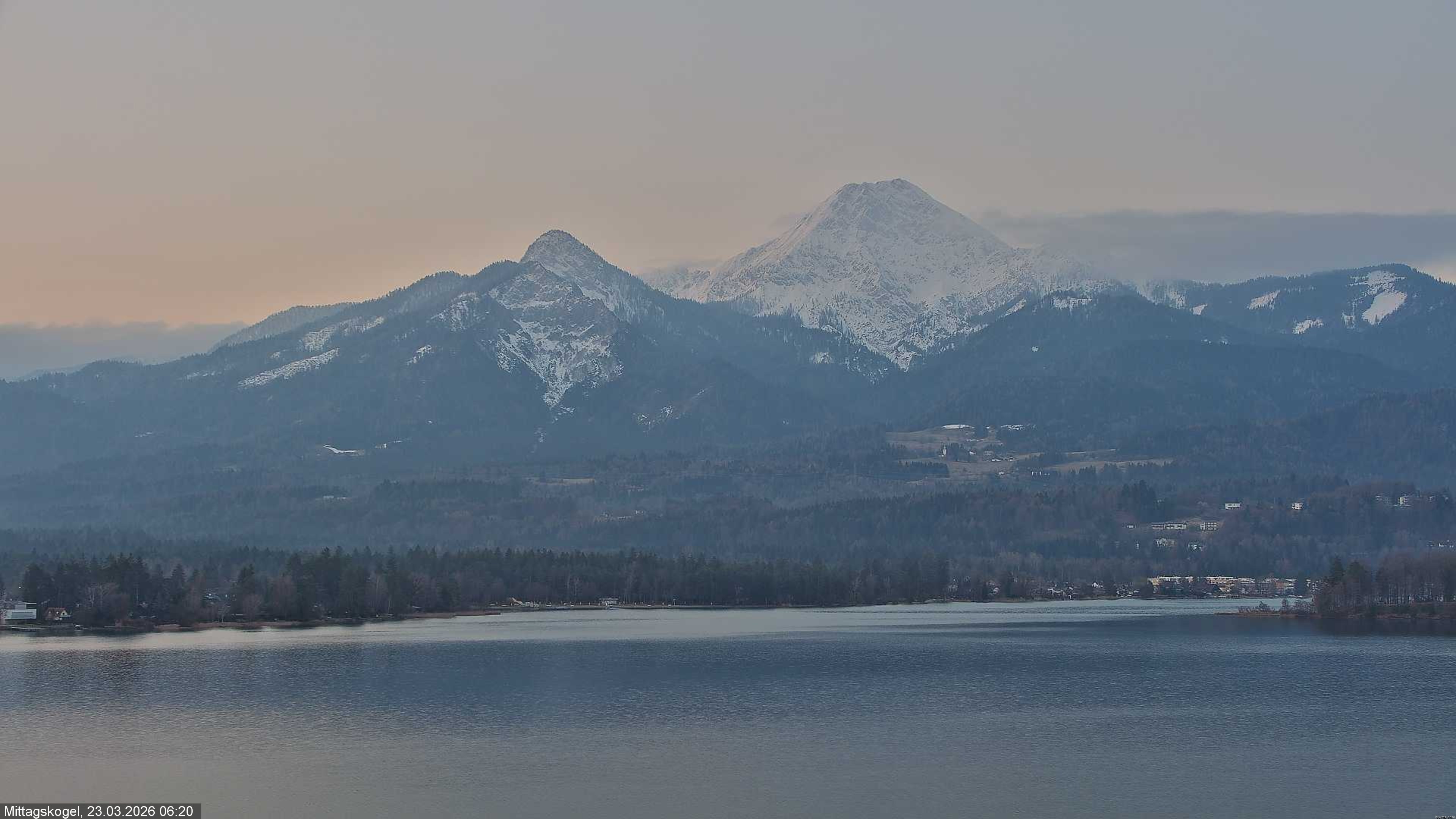 Archiv Foto Webcam Faaker See, Blickrichtung Mittagskogel