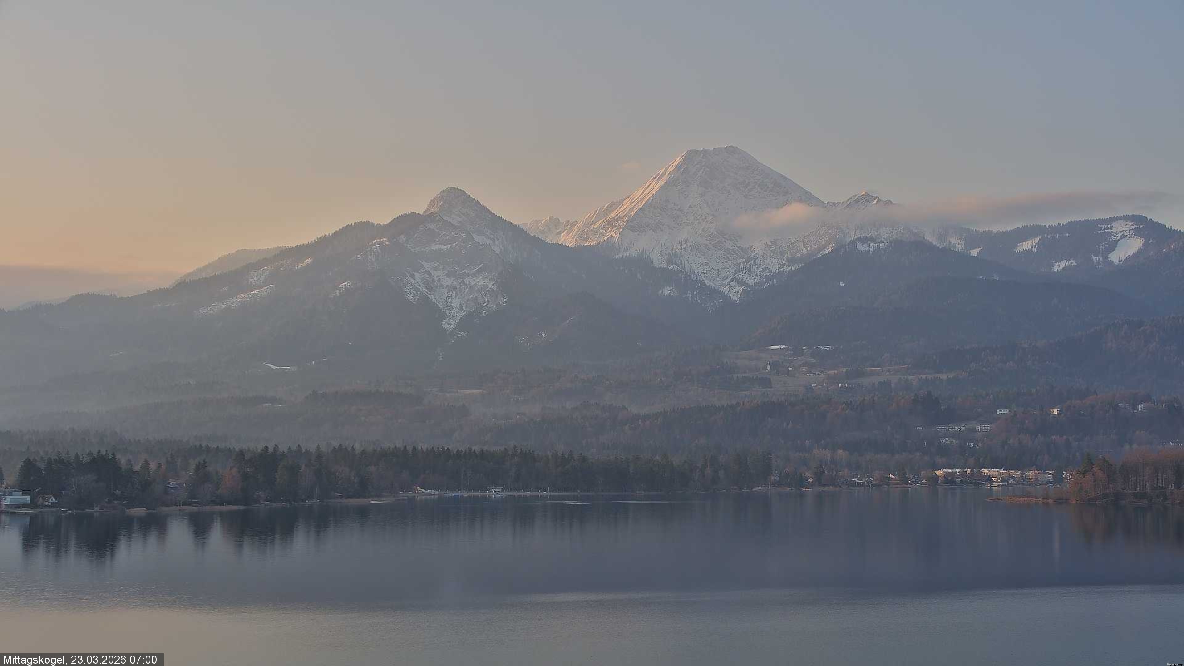 Archiv Foto Webcam Faaker See, Blickrichtung Mittagskogel