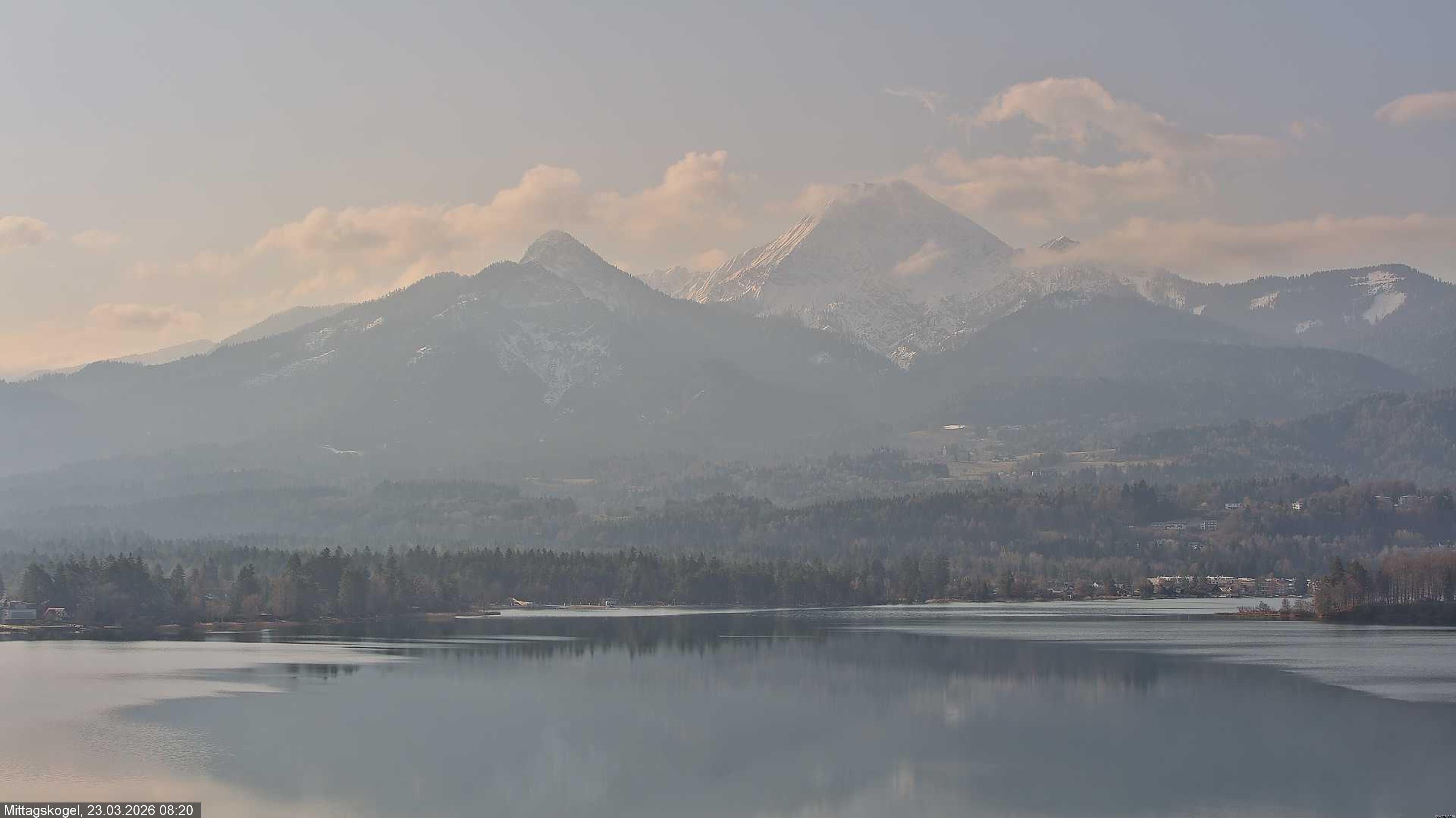 Archiv Foto Webcam Faaker See, Blickrichtung Mittagskogel