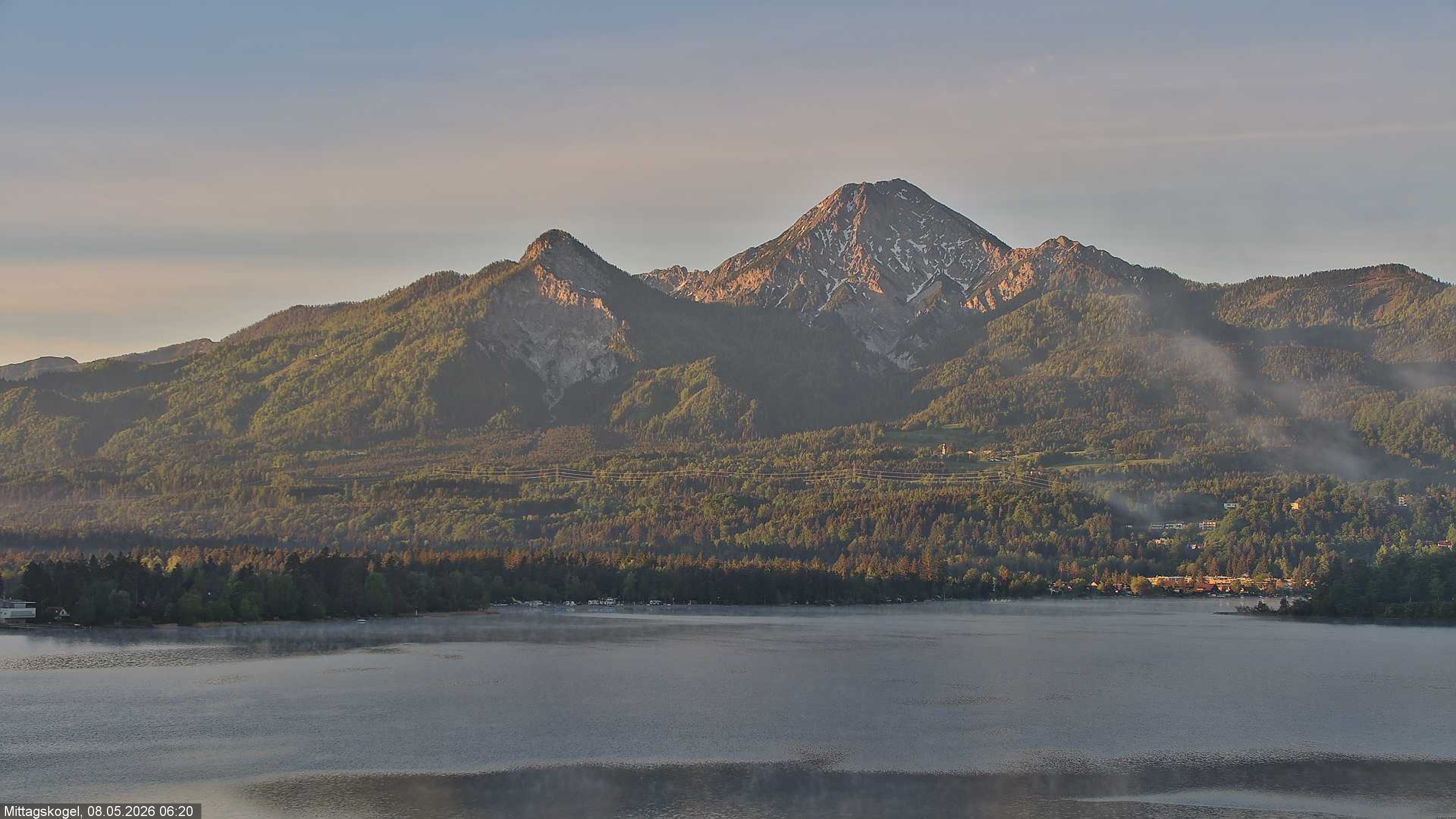Archiv Foto Webcam Faaker See, Blickrichtung Mittagskogel