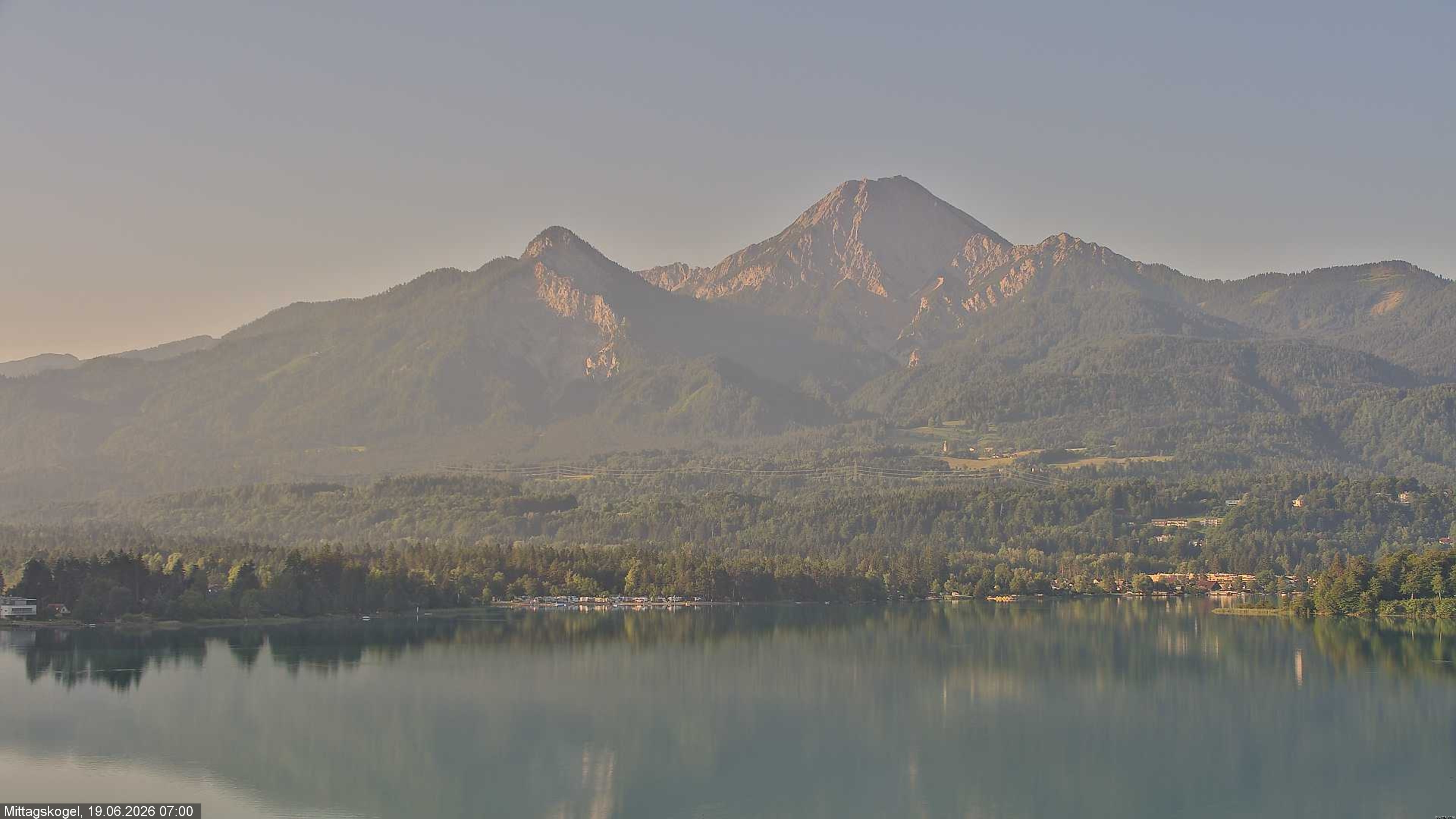 Archiv Foto Webcam Faaker See, Blickrichtung Mittagskogel