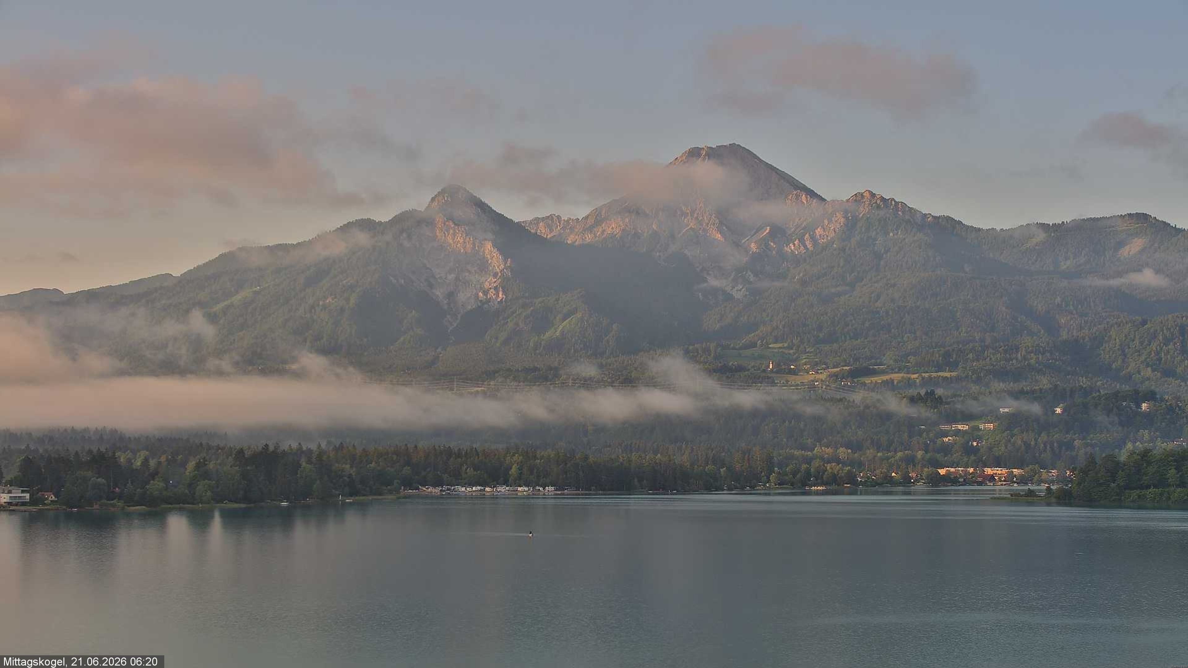 Archiv Foto Webcam Faaker See, Blickrichtung Mittagskogel