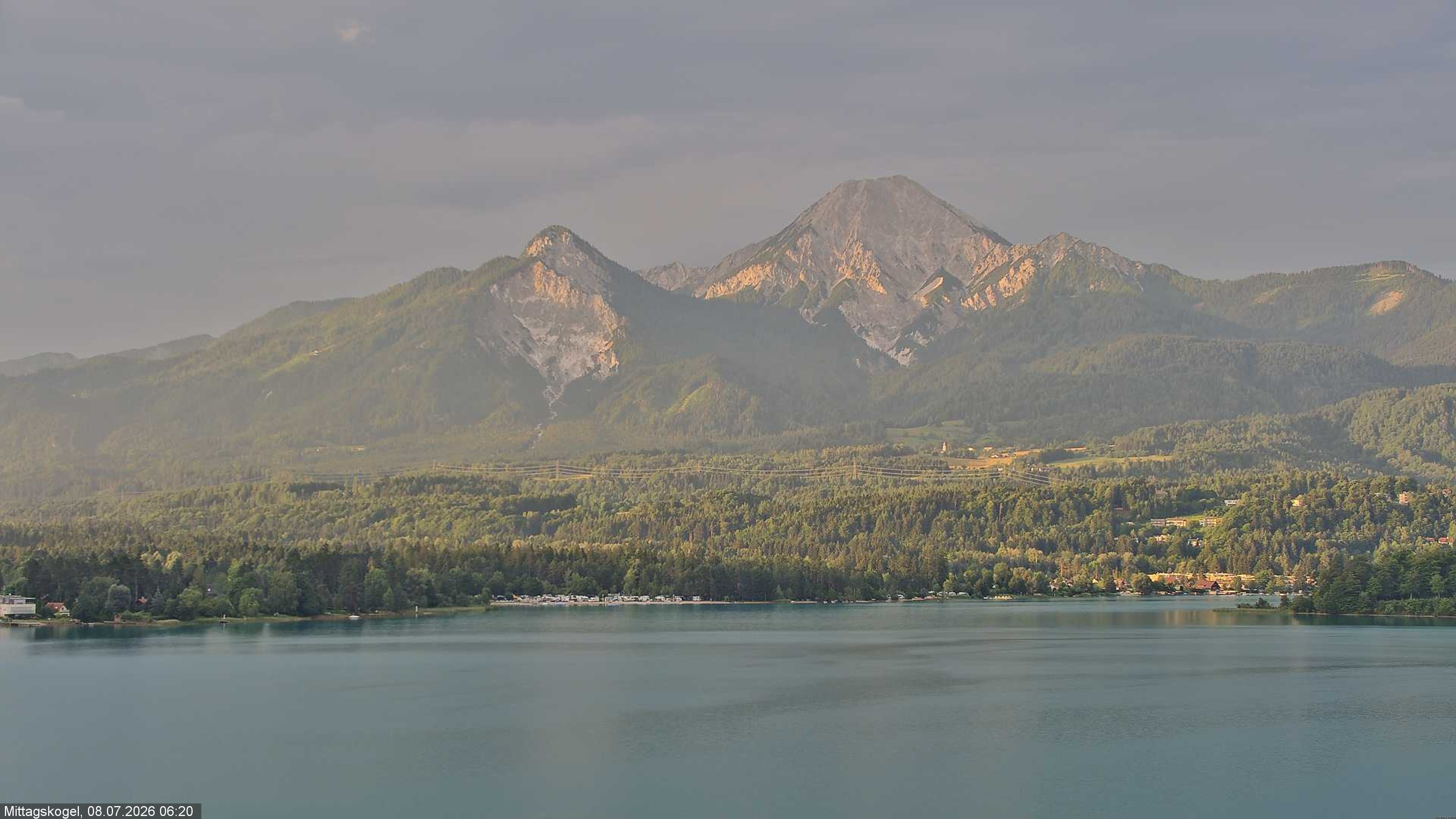Archiv Foto Webcam Faaker See, Blickrichtung Mittagskogel