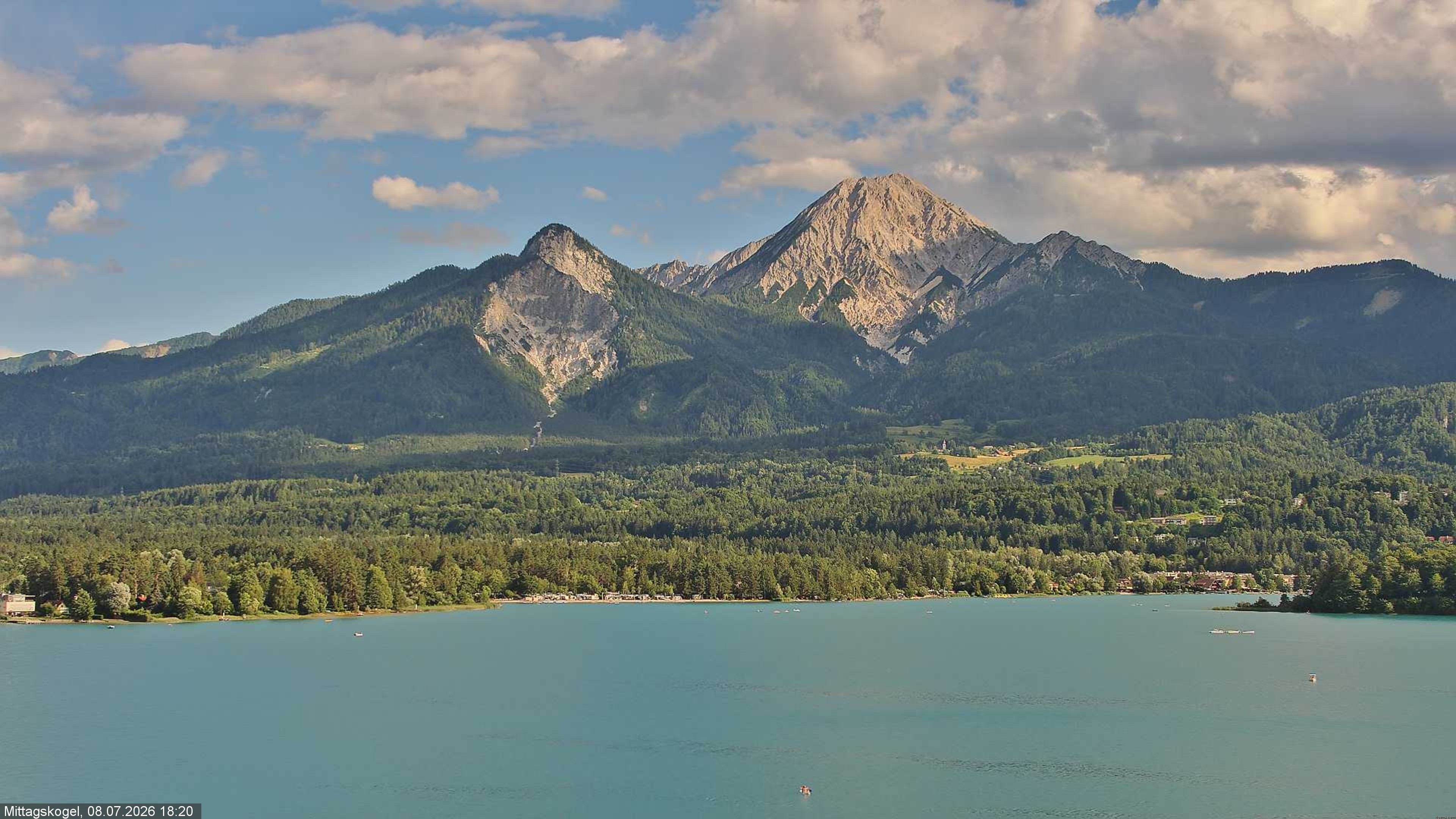 Archiv Foto Webcam Faaker See, Blickrichtung Mittagskogel