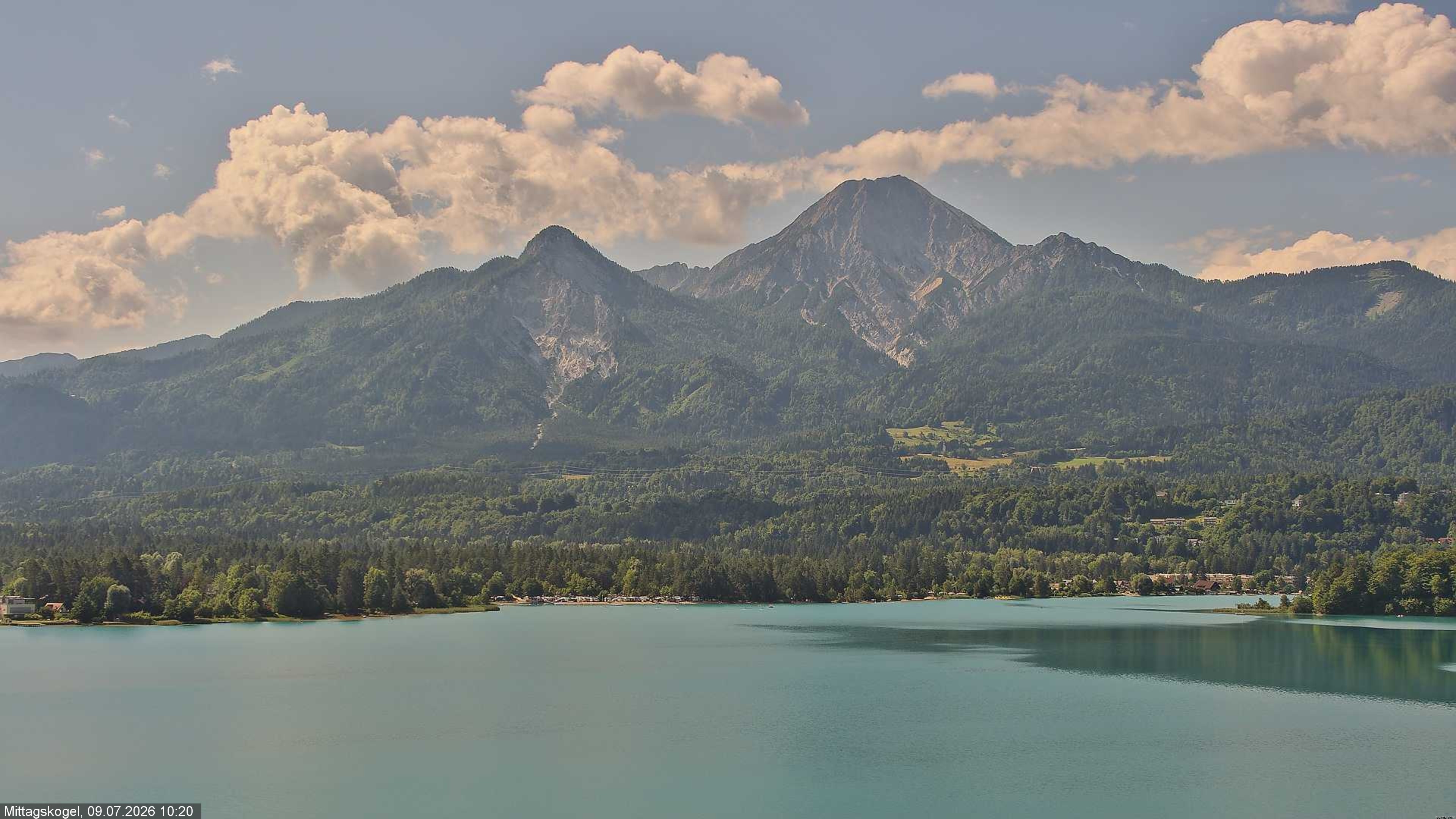 Archiv Foto Webcam Faaker See, Blickrichtung Mittagskogel