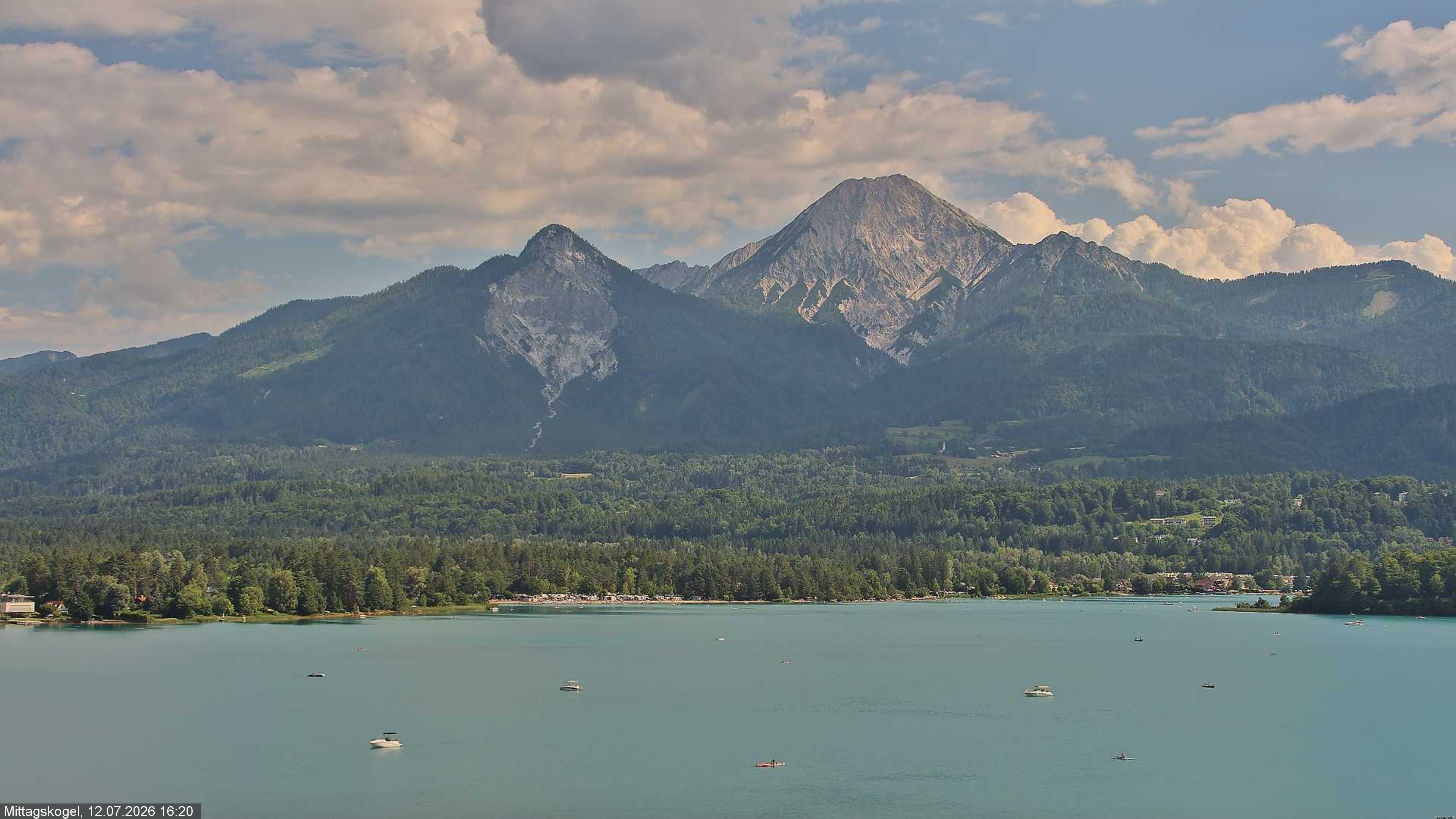 Archiv Foto Webcam Faaker See, Blickrichtung Mittagskogel