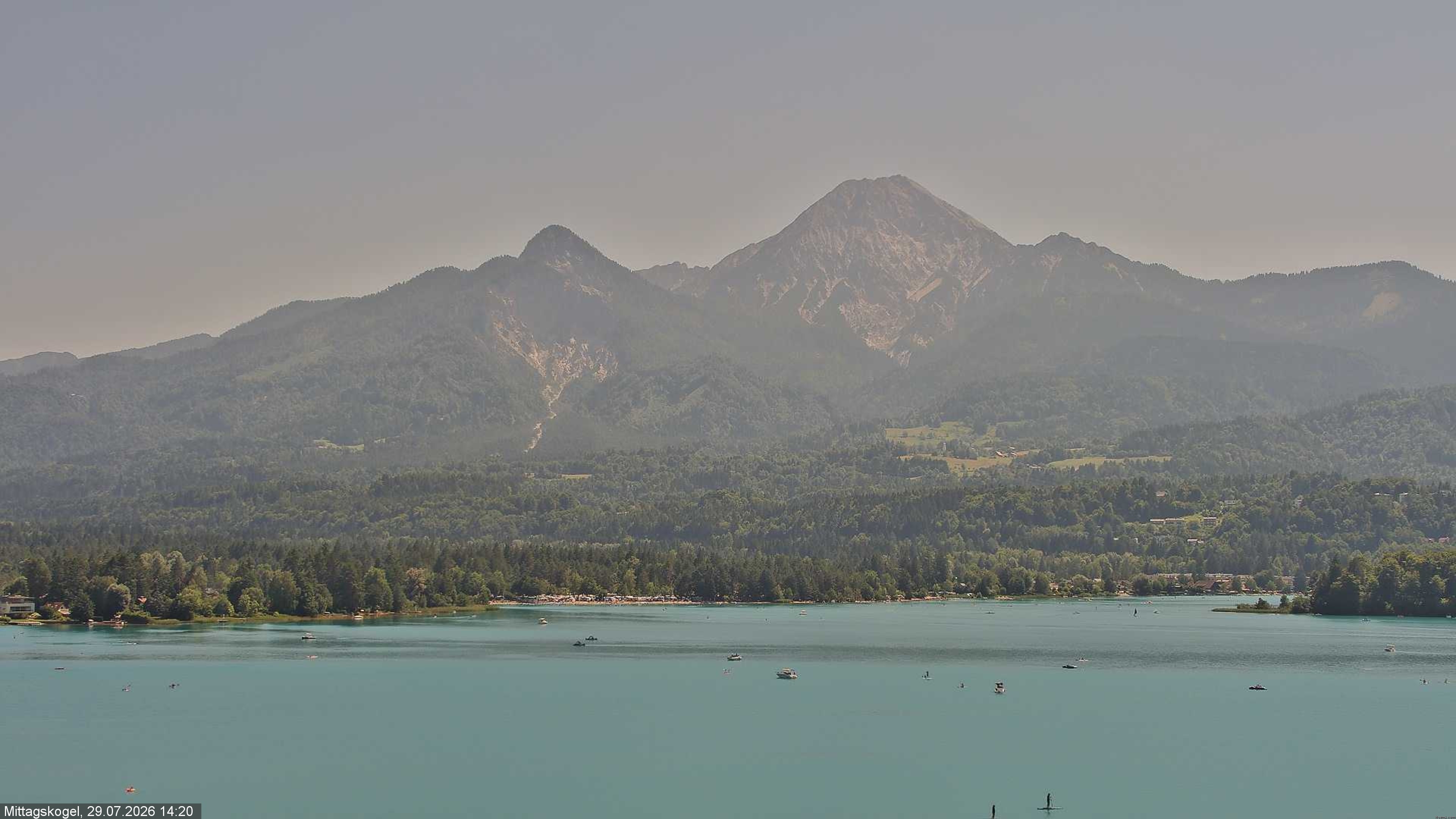 Archiv Foto Webcam Faaker See, Blickrichtung Mittagskogel