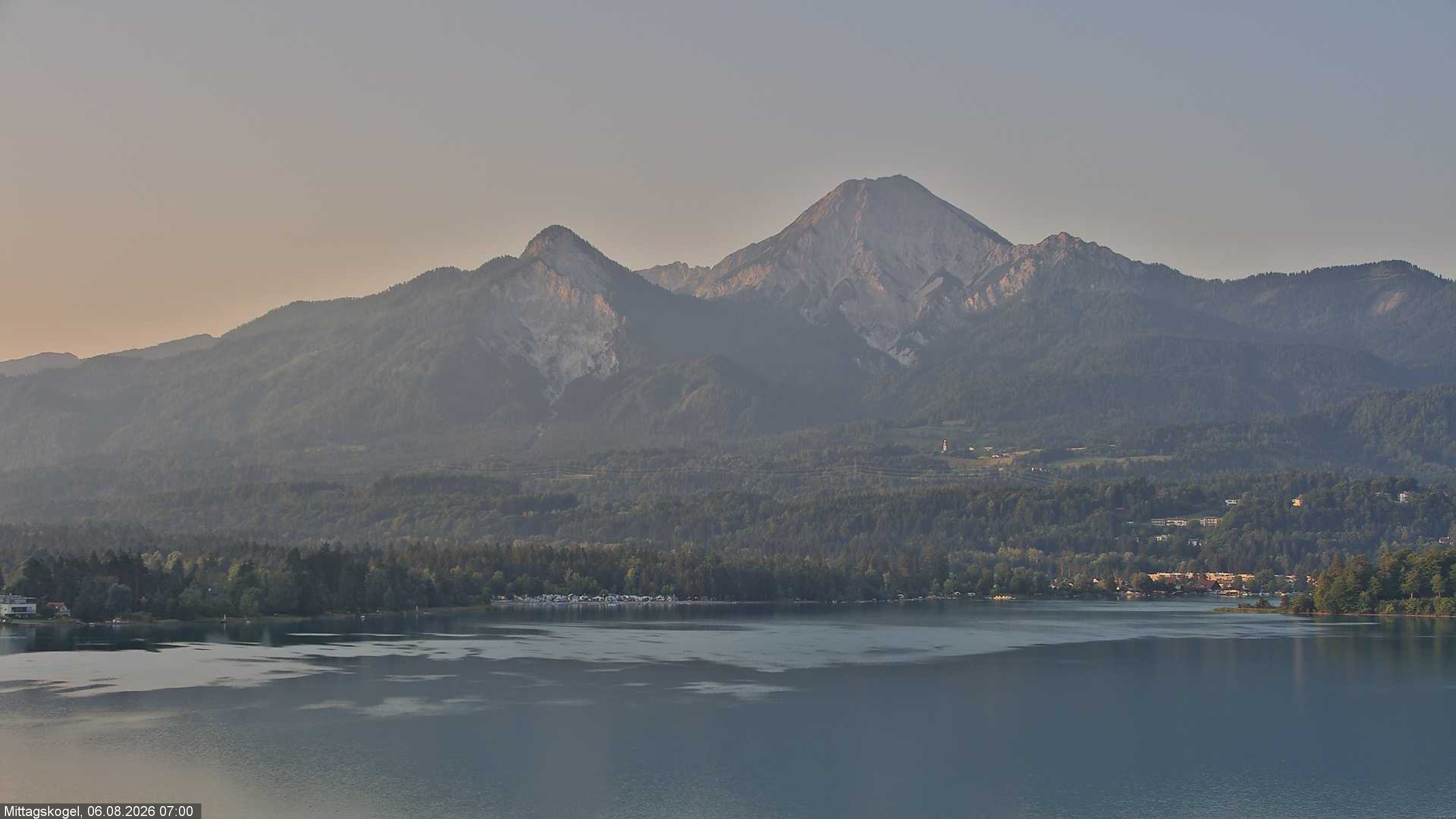 Archiv Foto Webcam Faaker See, Blickrichtung Mittagskogel