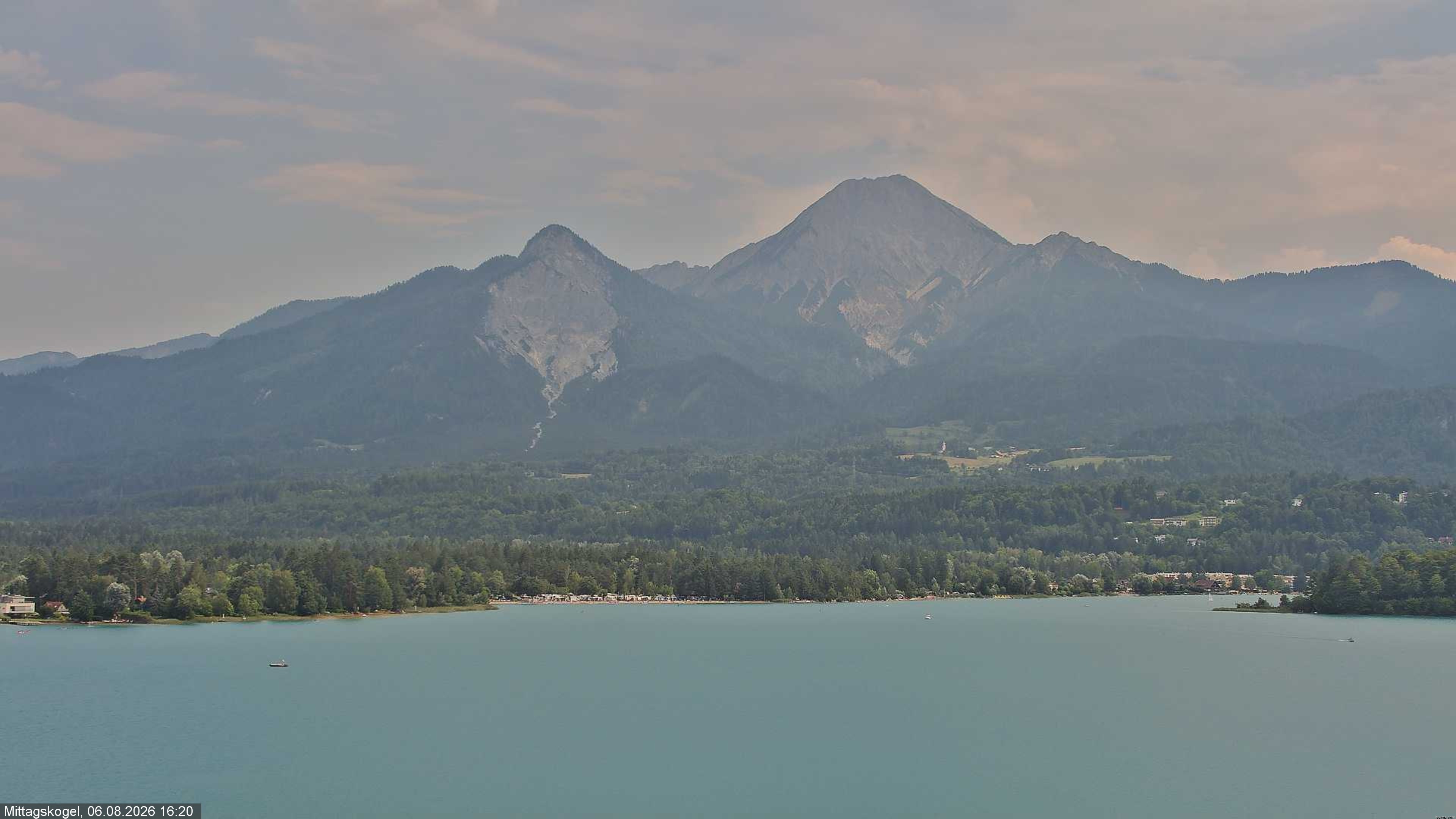 Archiv Foto Webcam Faaker See, Blickrichtung Mittagskogel