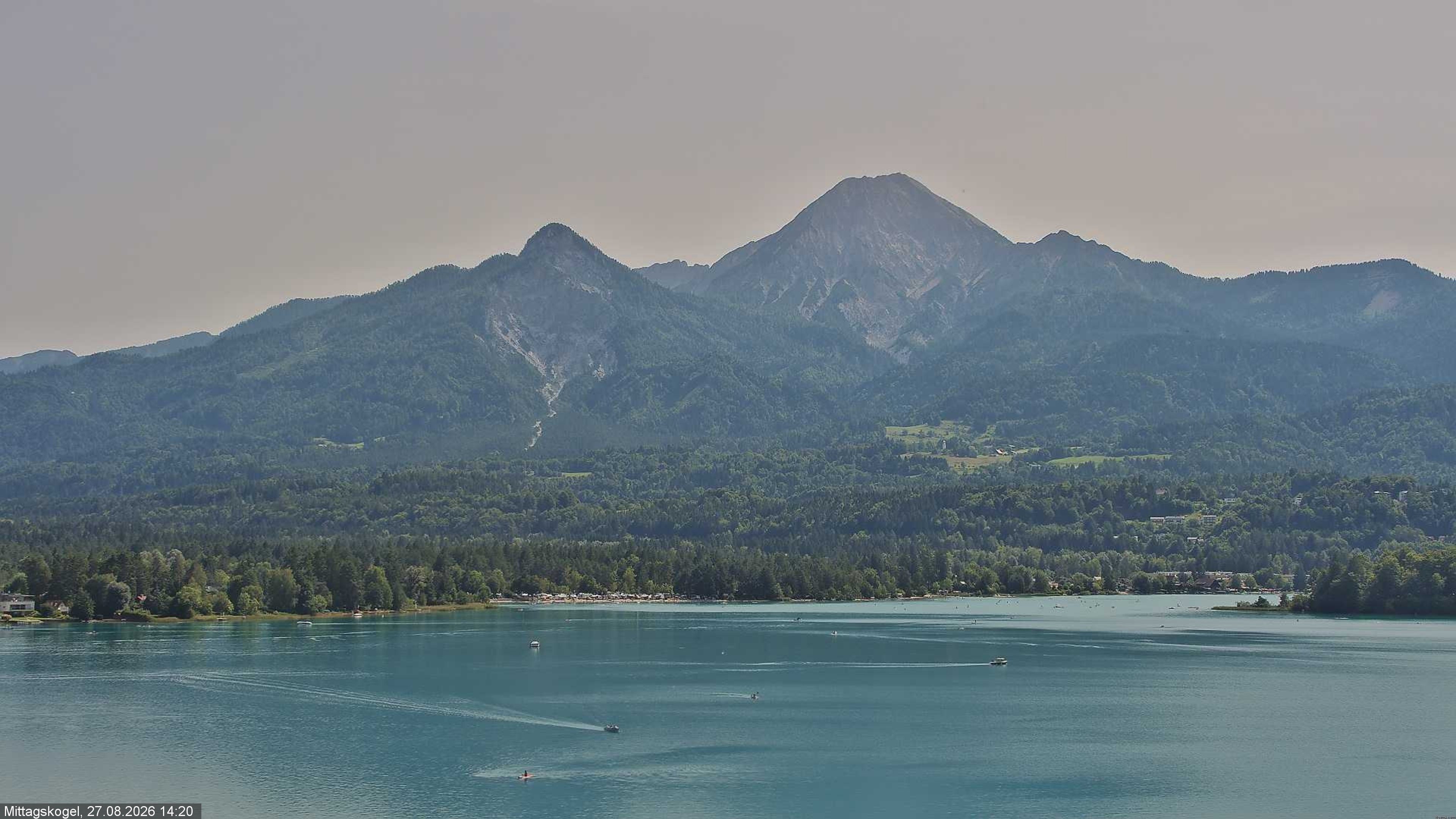 Archiv Foto Webcam Faaker See, Blickrichtung Mittagskogel