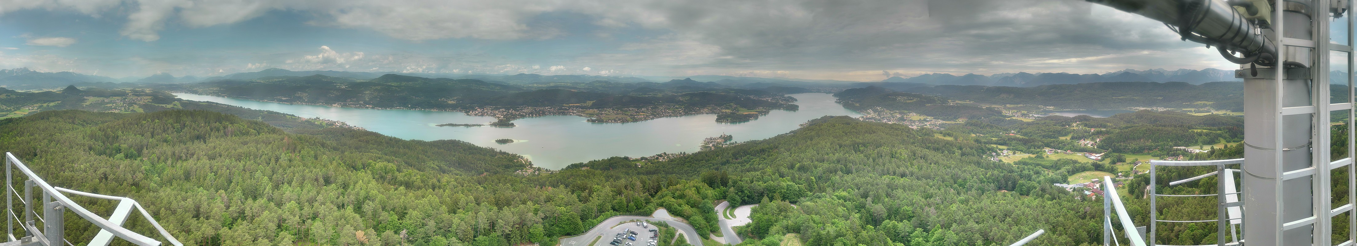 Archiv Foto Webcam Aussichtsturm Pyramidenkogel - Blick auf den Wörthersee