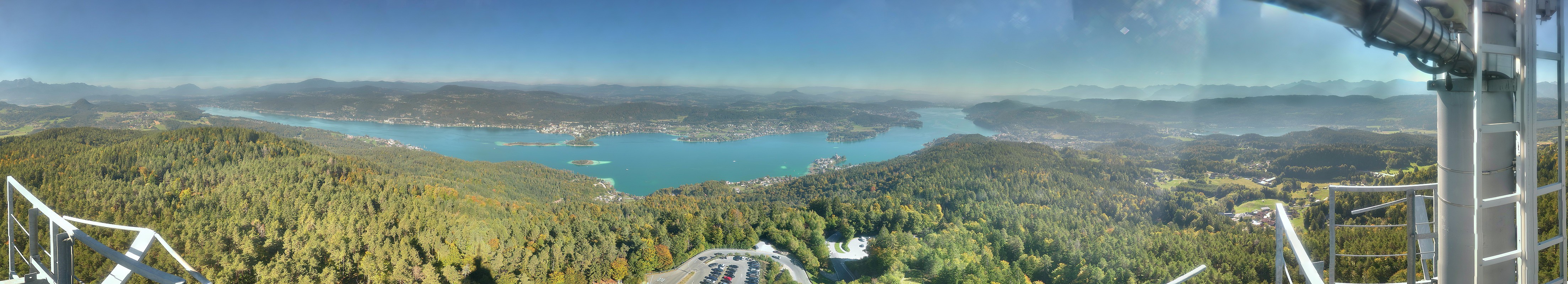 Archiv Foto Webcam Aussichtsturm Pyramidenkogel - Blick auf den Wörthersee