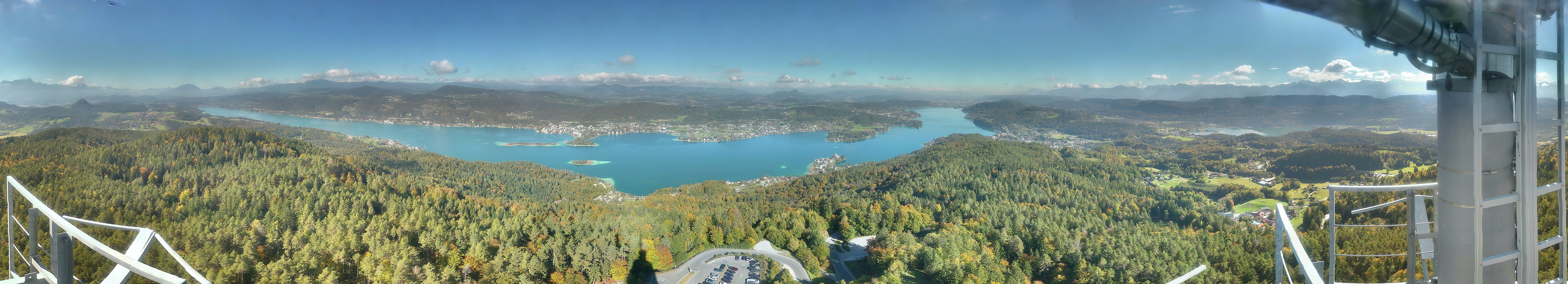 Archiv Foto Webcam Aussichtsturm Pyramidenkogel - Blick auf den Wörthersee