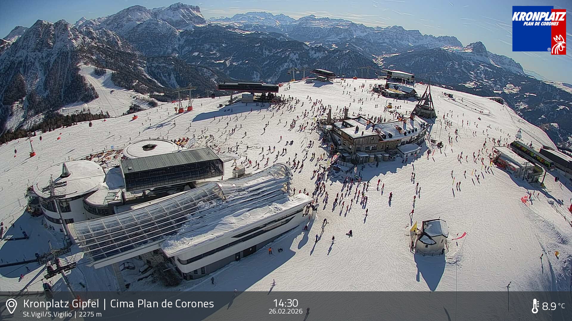 Archived image Webcam Kronplatz - San Vigilio, South Tyrol