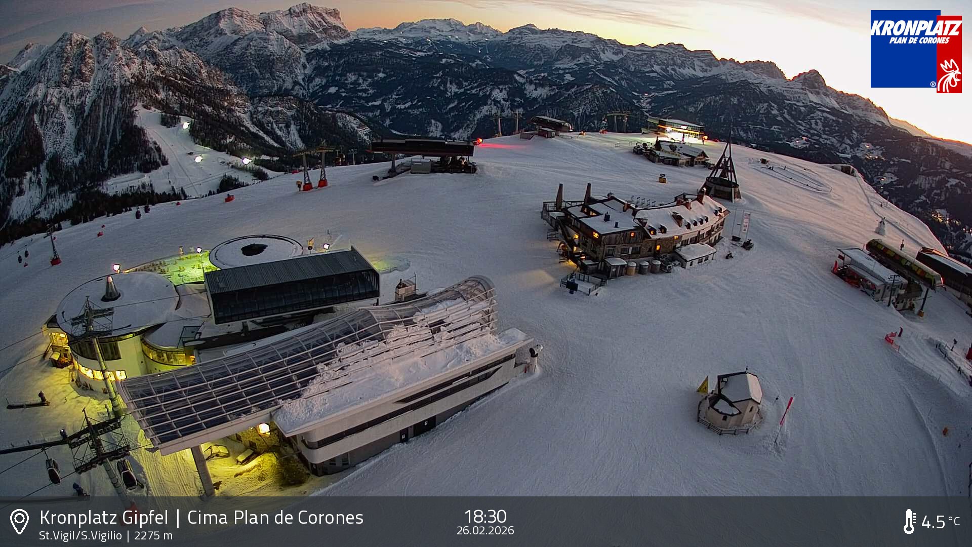 Archived image Webcam Kronplatz - San Vigilio, South Tyrol