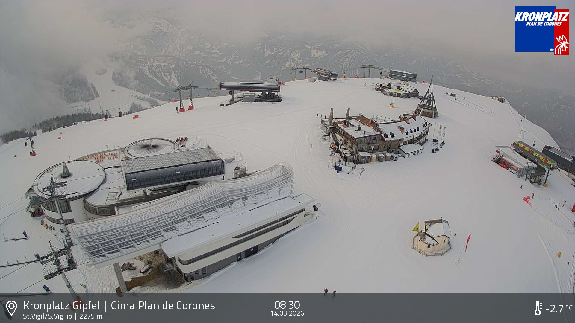 Archived image Webcam Kronplatz - San Vigilio, South Tyrol