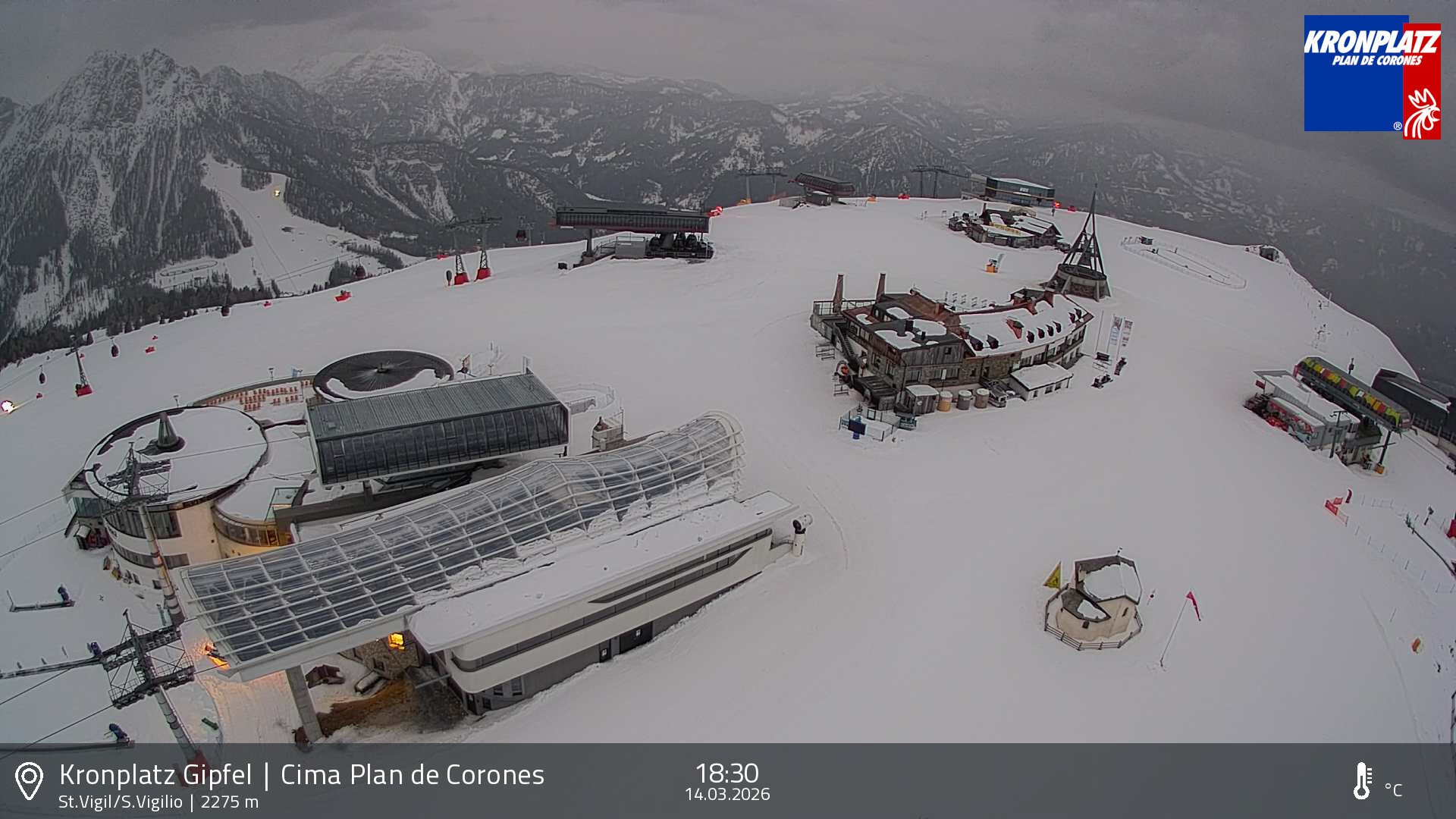 Archived image Webcam Kronplatz - San Vigilio, South Tyrol