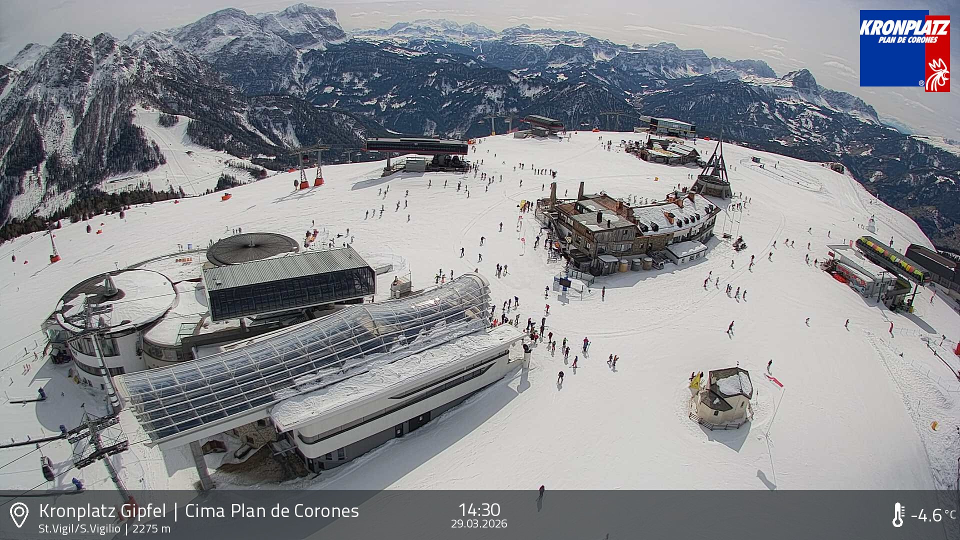 Archived image Webcam Kronplatz - San Vigilio, South Tyrol