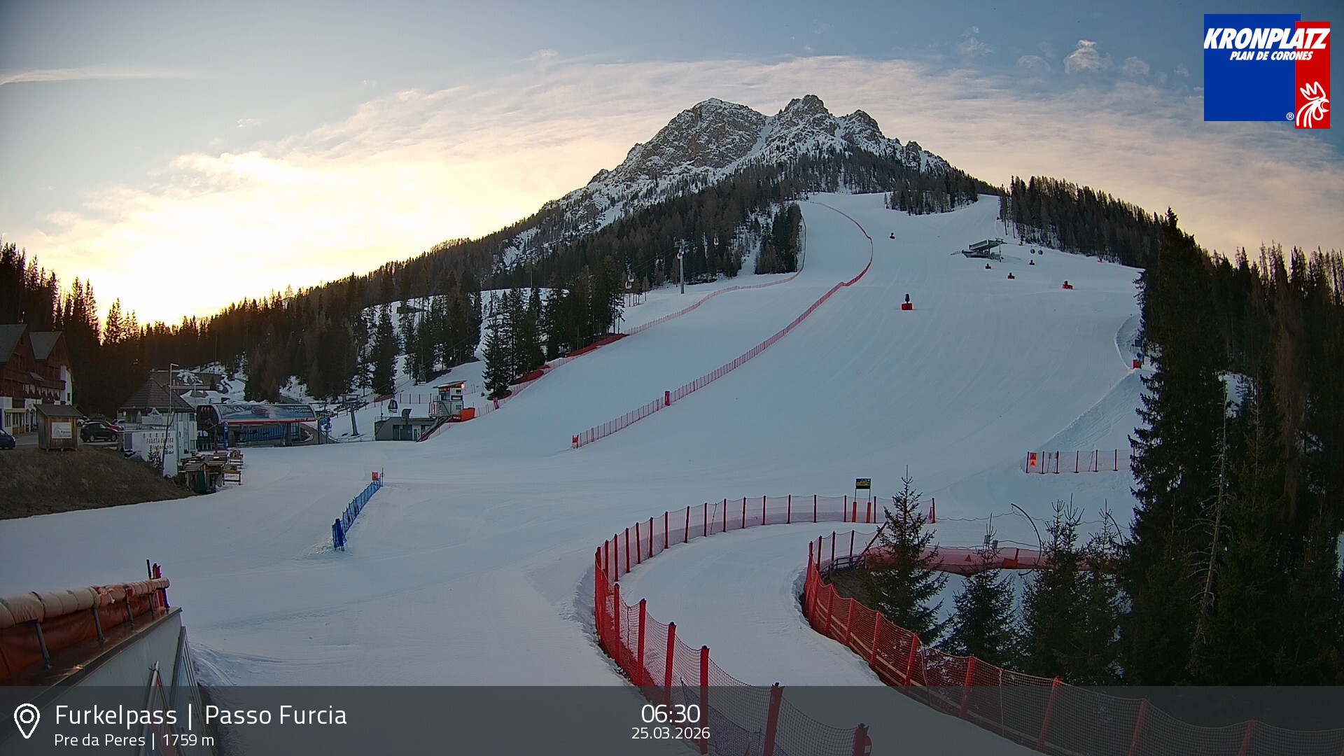 Archived image Webcam Base station Passo Furcia, Plan de Corones