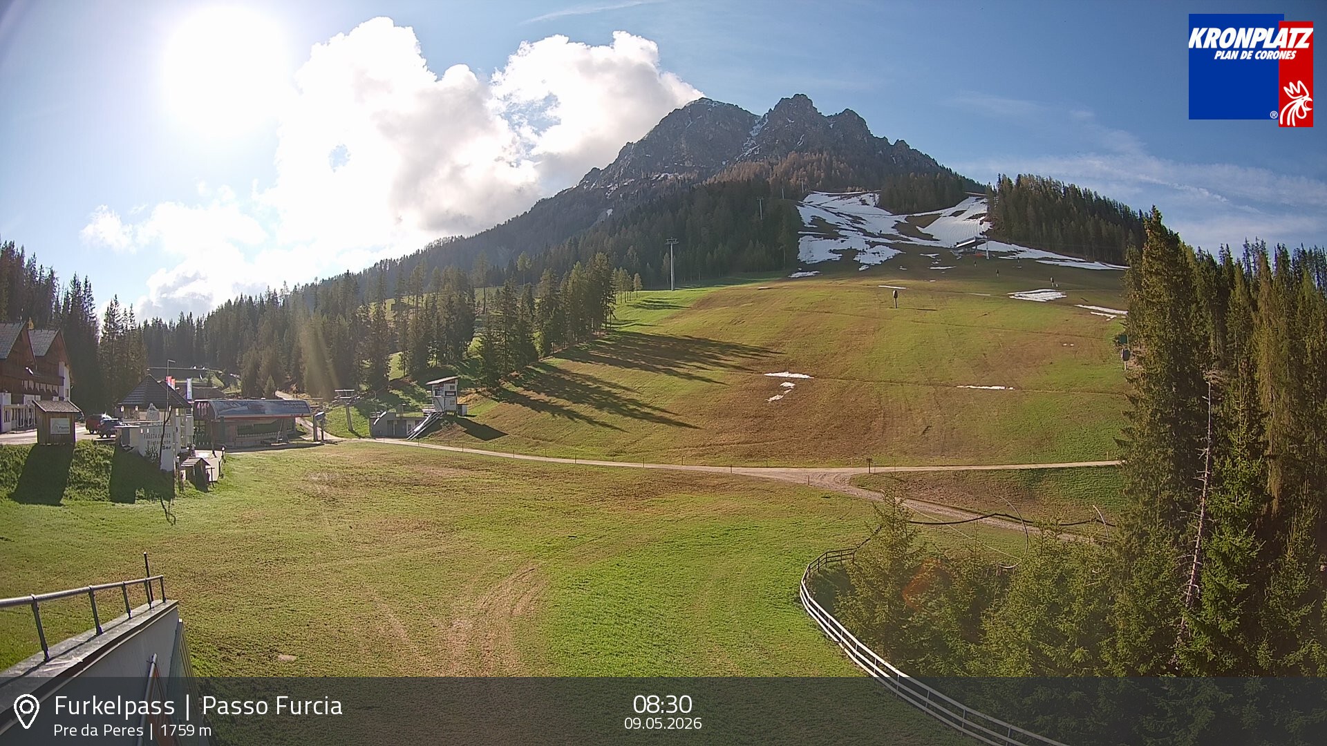 Archived image Webcam Base station Passo Furcia, Plan de Corones
